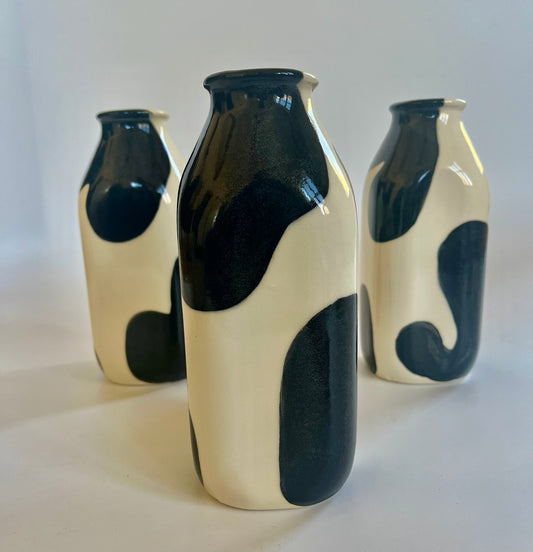 Handmade Ceramic Cow Milk Bottle Vase